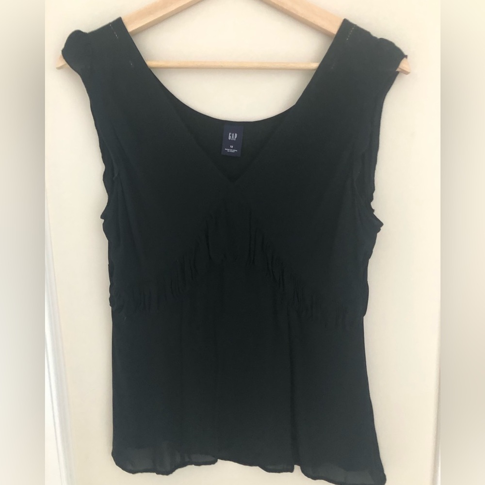 Gap 100% silk cap sleeve sheer blouse